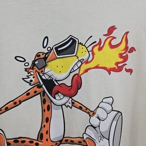 Chester Cheetos‎ Cheetah T Shirt Size XXXL Cheetos Long Sleeve Cream Flaming Hot